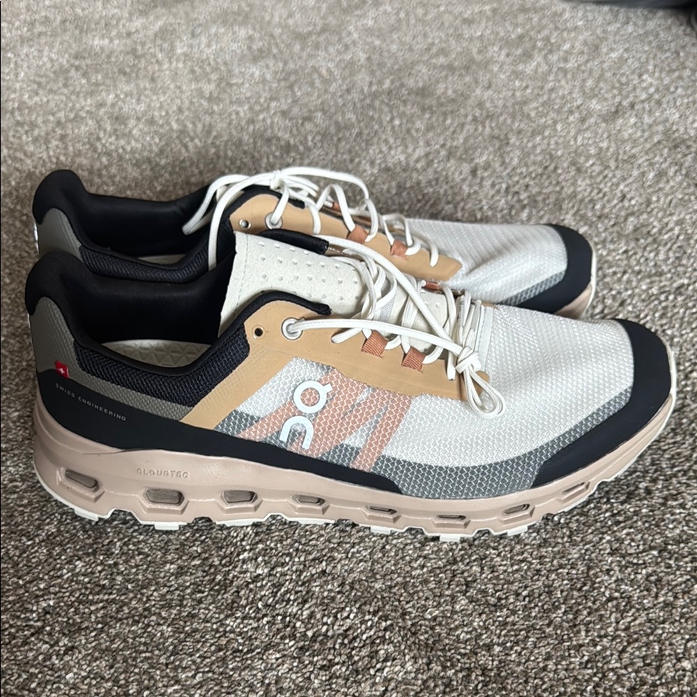 On Running White and Black Athletic Shoes with CloudTec Sole